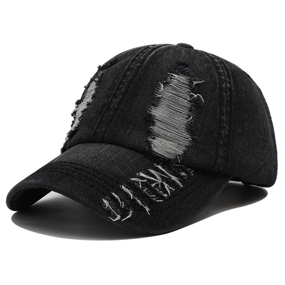 Casquette Baseball Denim Déchirée Unisexe Snapback Hip Hop Streetwear Protection Solaire 2024