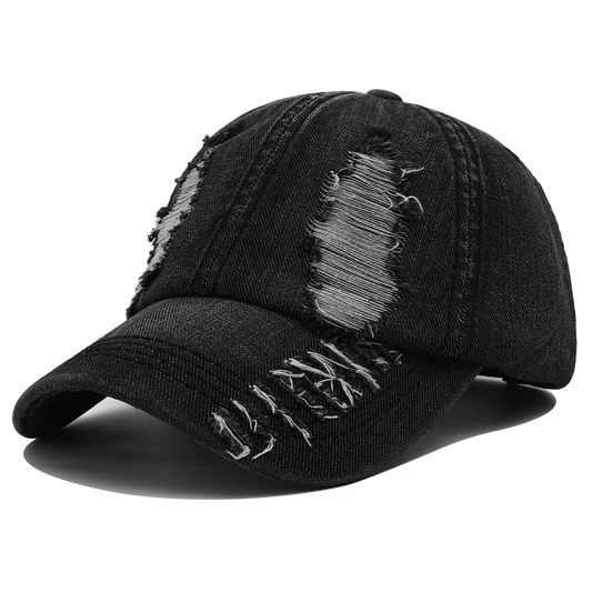 Casquette Baseball Denim Déchirée Unisexe Snapback Hip Hop Streetwear Protection Solaire 2024