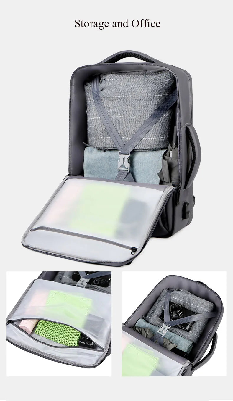 Sac à dos de grande capacité pour hommes, chargeur USB, idéal pour votre ordinateur portable, étanche, voyage d'affaires, sac à bagage.