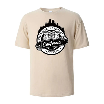 T-shirt californien 100% coton – Homme & femme, été, col rond, respirant et manches courtes