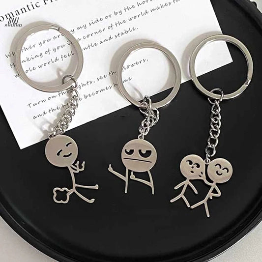 Porte-clés de Couple, Match intéressant des gens que le cœur, doigt du milieu, personnalité Ins, sac drôle, pendentif, bijoux, cadeau pour Couple et amis