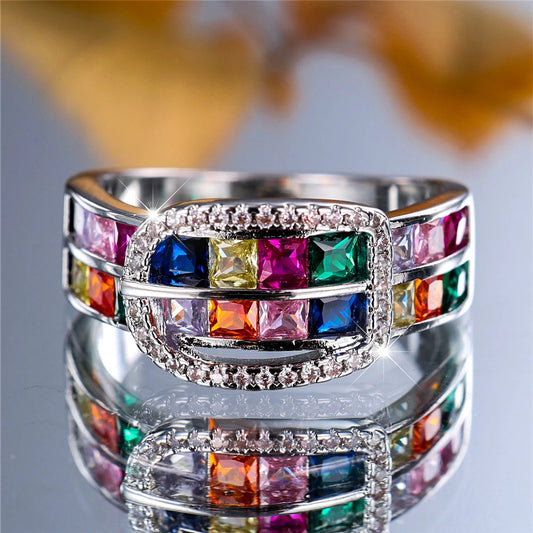 Bague de Luxe en Forme de Petit Arc-en-Ciel pour Femme, Bijou Vintage en Argent pour Patients de Mariage