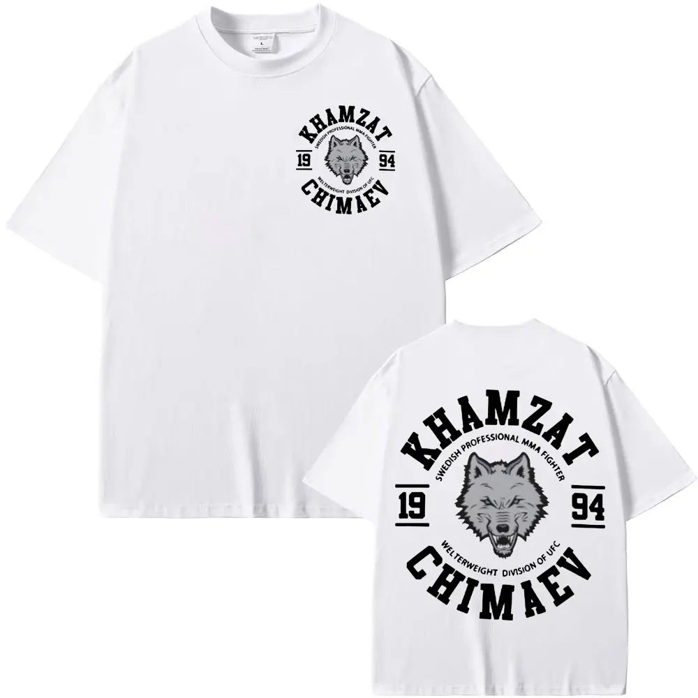 T-shirt Khamzat Chimaev – Homme, 100% Coton, Graphique Vintage, Oversize