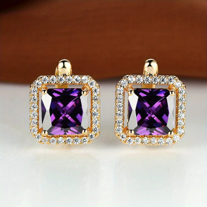 Boucles d'oreilles carrées en pierre verte et Zircon pour femmes, jolies boucles d'oreilles en pierre de naissance en cristal, style Boho, couleur or, petites boucles d'oreilles pour femmes, bijoux