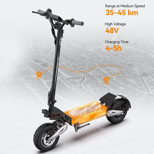 OOTD T10 – Trottinette Électrique 900W 48V 13Ah | 11” Pneus, LED, 45 km/h, 60 km d’autonomie, Pliable
