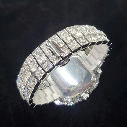 Montre en diamant de luxe pour hommes, montres numérotées colorées carrées glacées, bijoux Hip Hop Bling, Reloj zones bre pour la fête, nouvelle mode, 2025