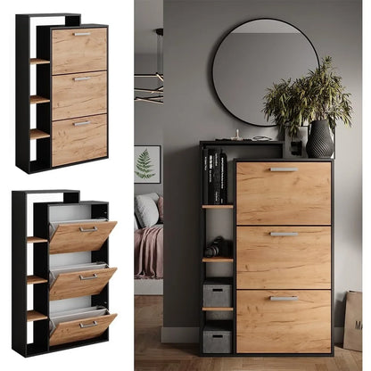 Meuble à Chaussures Moderne Orlando – 3 Tiroirs, Bois Mélaminé, Couloir, Style Élégant