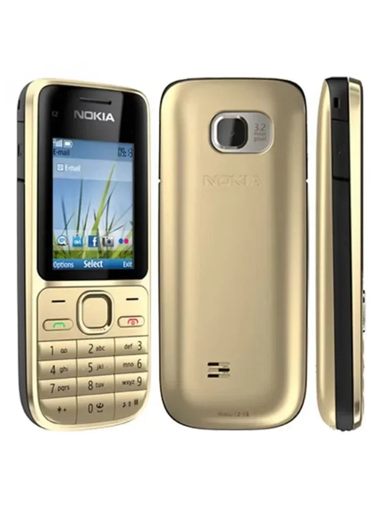 Nokia C2-01 classique QWERTY double SIM débloqué 2G 2MP caméra longue veille avec clé hebrew téléphone utilisé