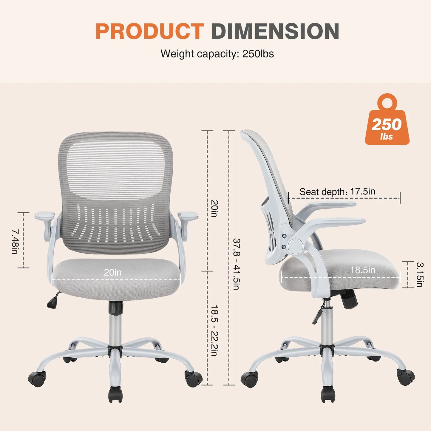 Chaise de bureau ergonomique JHK C-3718