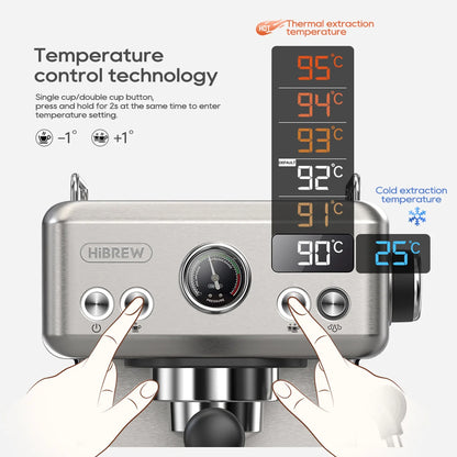 Machine à Expresso Semi-Automatique HiBREW H10A – 19 Bars, Température et Volume Réglables