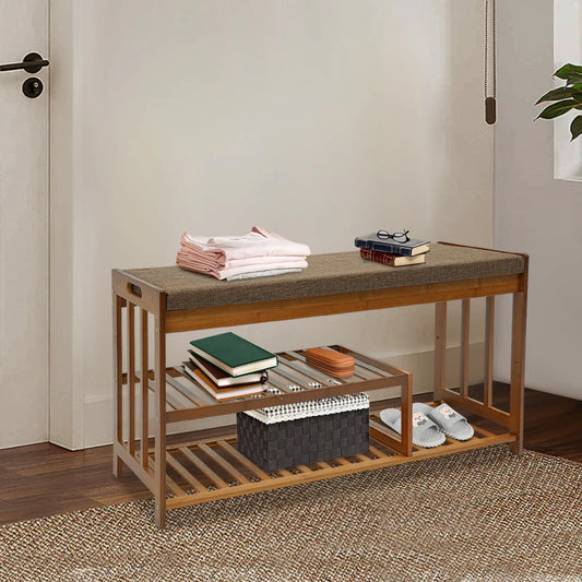 Banc à Chaussures Moderne Bymaocar – 3 Tiroirs, MDF Blanc, Grande Capacité 18-24 Paires