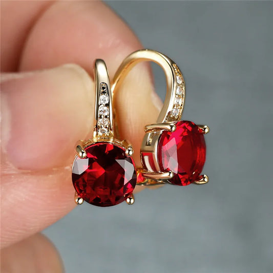 Boucles d'oreilles à clip rondes classiques pour femmes, bijoux de mariage en pierre de cristal arc-en-ciel mystique, document doré délicat