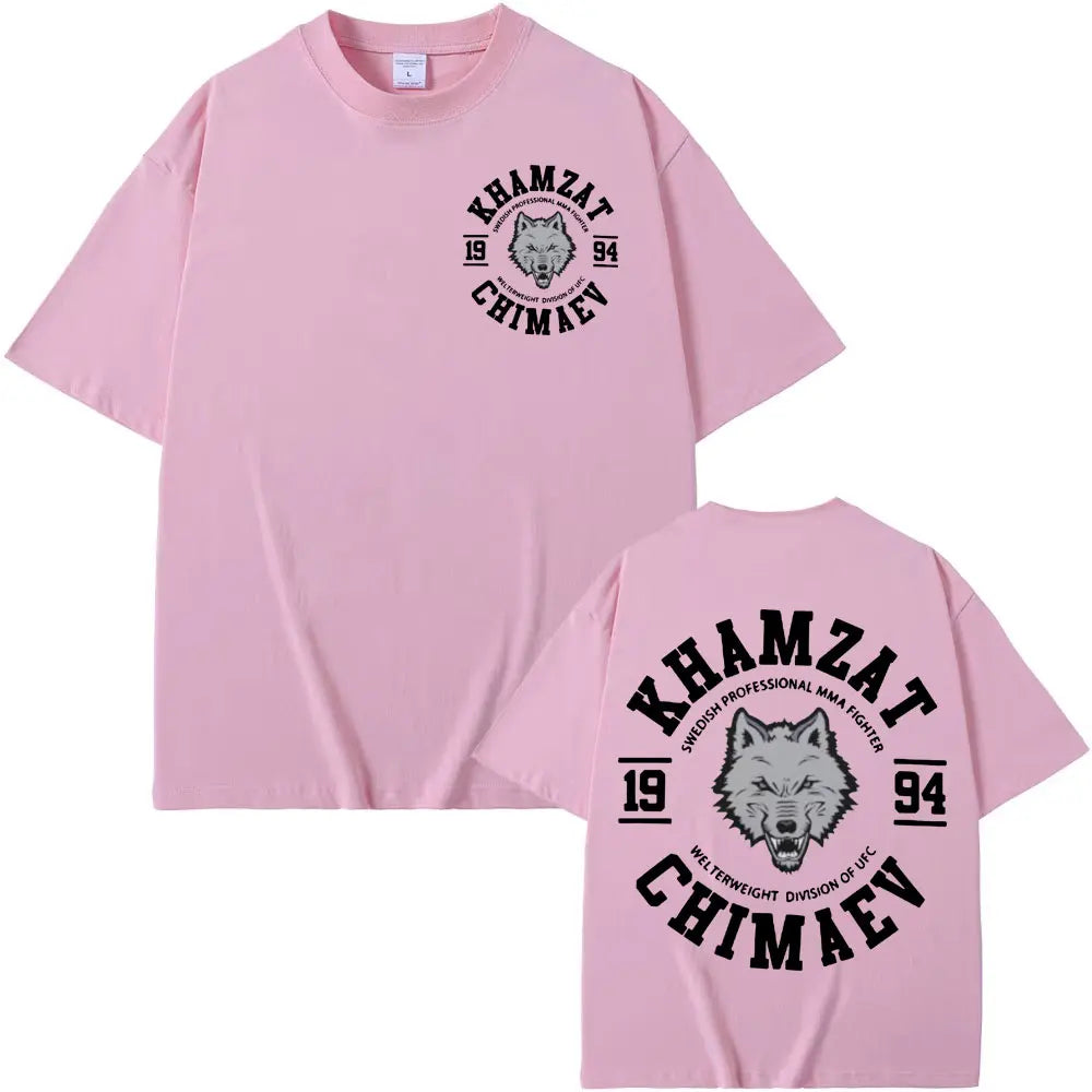 T-shirt Khamzat Chimaev – Homme, 100% Coton, Graphique Vintage, Oversize