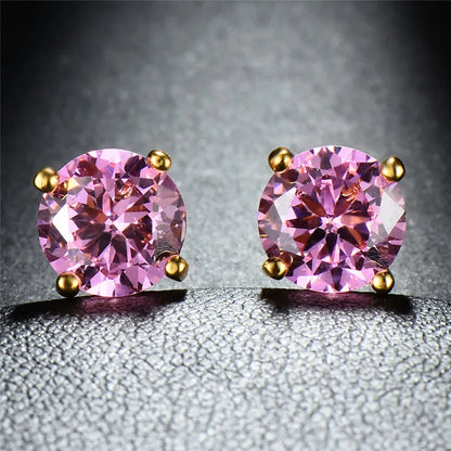 Boucles d'oreilles rondes en cristal pour femme, bijoux de mariage classiques, documents en or vintage, 4 broches, noir et violet