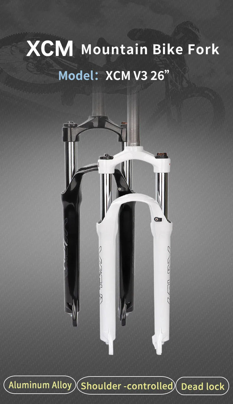 Fourche VTT SUNTOUR XCM – Suspension à ressort huile, verrouillage d’épaule, 100 mm, 26-29’’