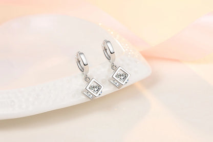 Boucles d'oreilles créoles en argent regardé 925 pour femmes, cube magique simple, accessoires de bijoux de mariage, tempérament