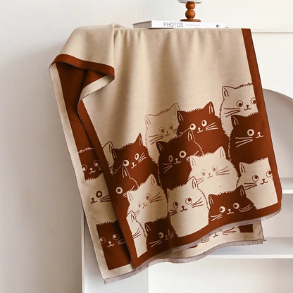 🧣 Écharpe Jacquard Chat IROJEFF – Douceur & Chaleur Hivernale