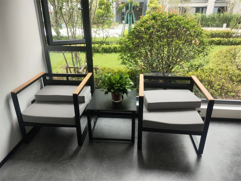 Canapé de cour en plein air européen, fauteuil en alliage d'aluminium, meubles de jardin de luxe, protection solaire, canapé étanche