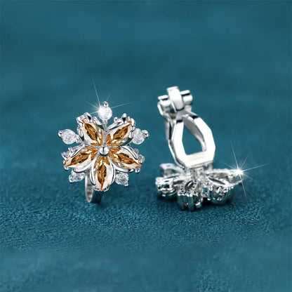 Boucles d'oreilles de luxe en pierre de Zircon rose pour femmes, petites boucles d'oreilles à Clip, couleur argent, bijoux de mariage pour femmes
