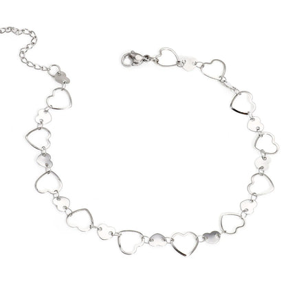 Bracelet de cheville en acier inoxydable 304 pour femmes, chaîne à maillons faite à la main, couleur argent, chaîne de jambe, pied, bijoux cadeau, 1 pièce