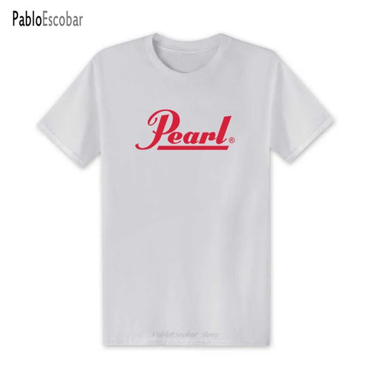 T-shirt manches courtes col rond homme, estival et à la mode, avec perles et musique, en coton