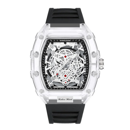 UTHAI BK134 montre à la mode pour hommes en forme de baril montre à quartz étanche transparente horloge de sport montres cadeaux pour homme