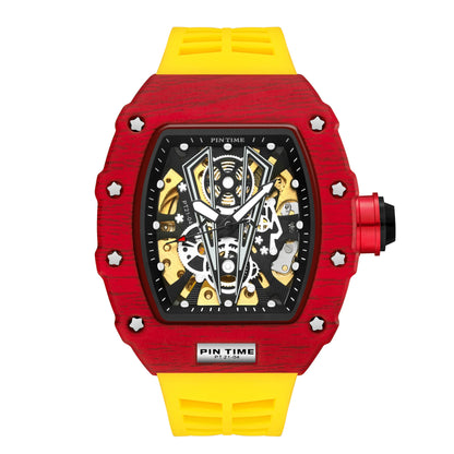 Famous Mechanical Man Watches Classic RM Luxury Design Automatic Visable Wristwatch 10 Color Causal Men Watch Rubber Strap Belt