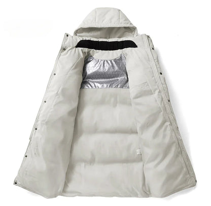 Parka chauffante à capuche pour homme, veste rembourrée, manteau long, veste chaude, technologie graphène, style coréen, haut de gamme, couple, hiver, 2024