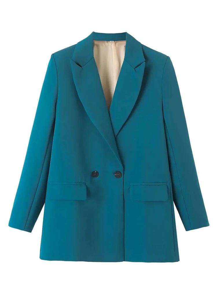 Blazer TRAF pour femme noir, beige, kaki, bleu, vert, gris - Manteau de mode pour femme, veste de bureau, blazers pour femmes, vêtements d'extérieur 2024