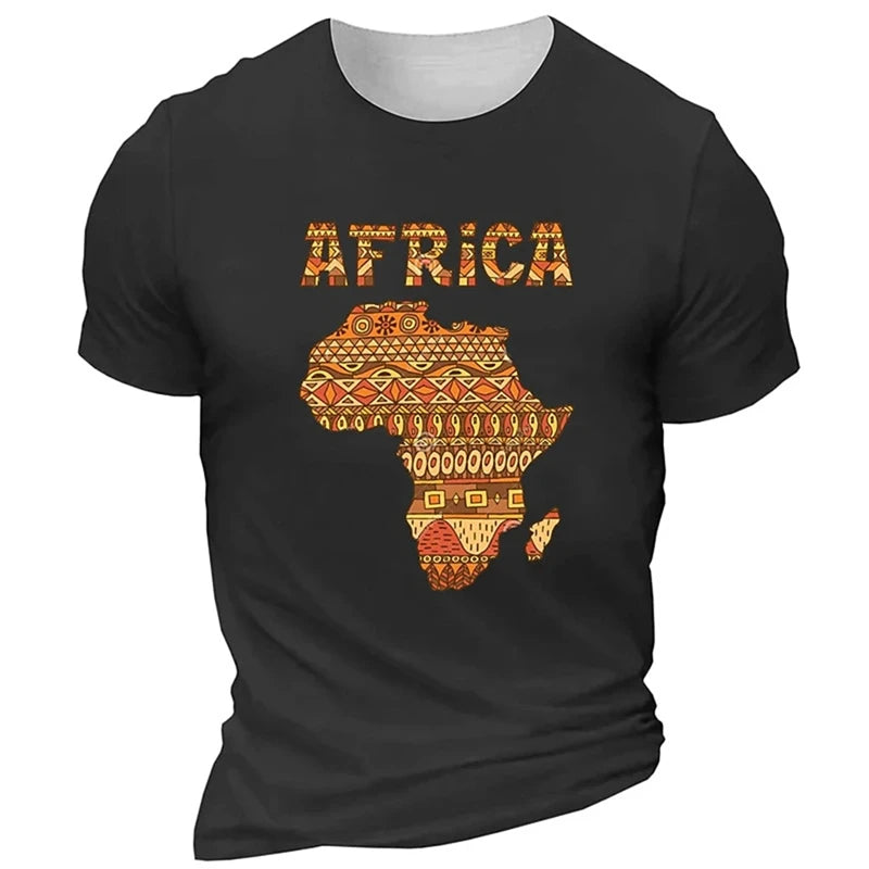 T-shirt 3D Afrique Unisexe Été Homme Femme à Manches Courtes Col Rond Streetwear Décontracté