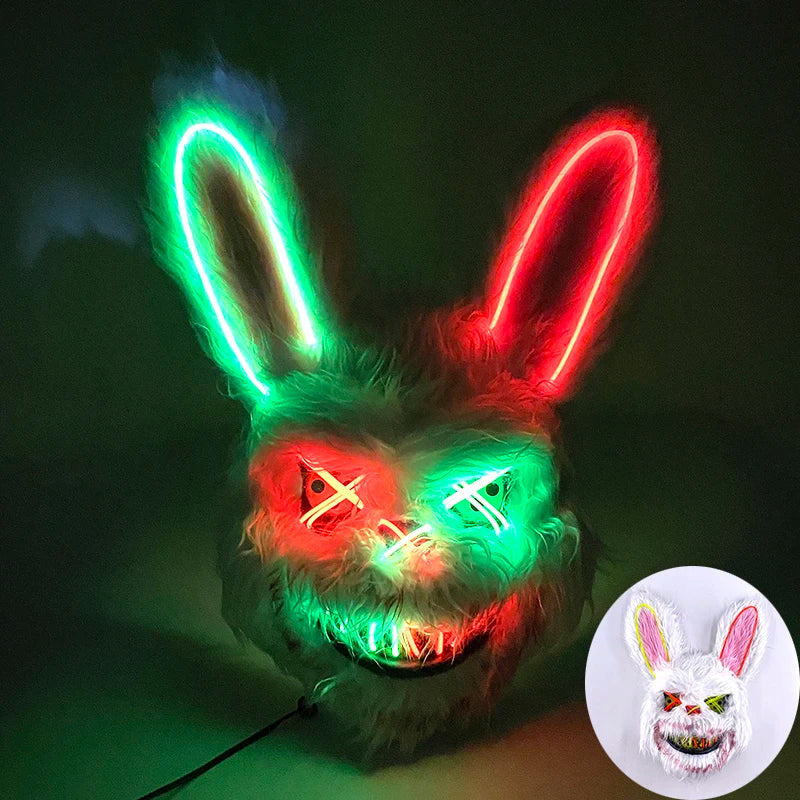 Masque de Lapin Sanglant LED – Halloween, Cosplay et Fête Effrayante