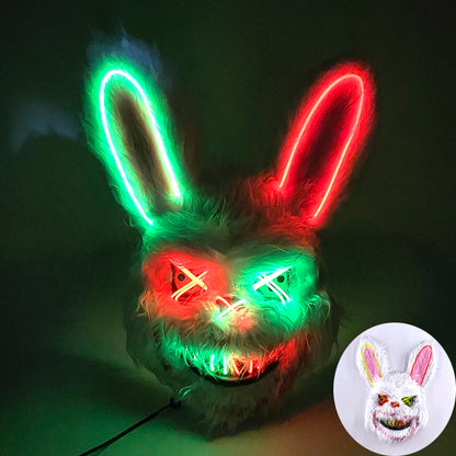 Masque de Lapin Sanglant LED – Halloween, Cosplay et Fête Effrayante
