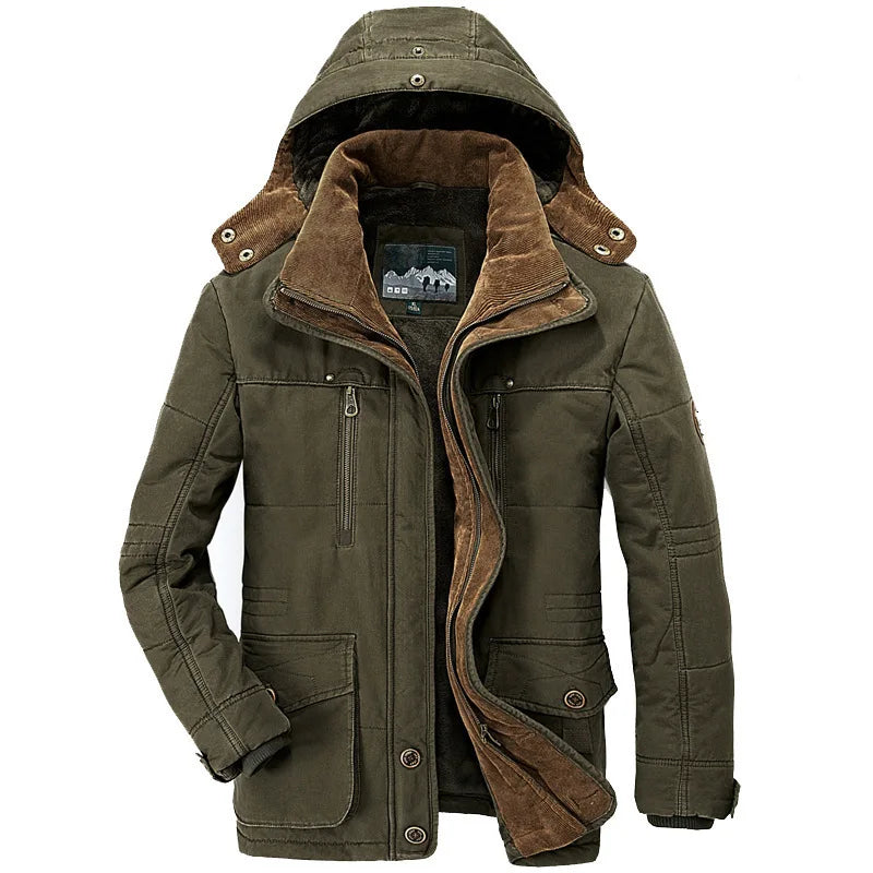 Bonne qualité mâle Fit manteaux d'hiver multi-poches Cargo vestes hommes longs manteaux d'hiver doudoune à capuche décontracté chaud Parkas 7XL
