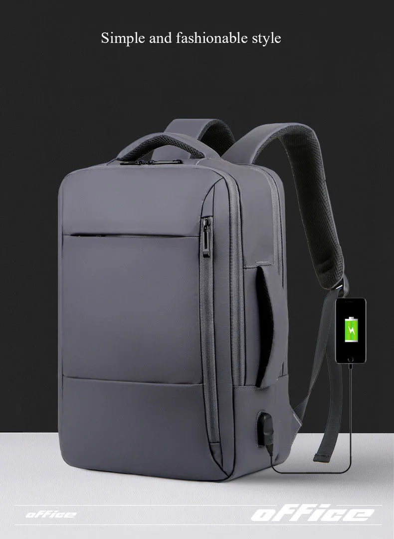 Sac à dos de grande capacité pour hommes, chargeur USB, idéal pour votre ordinateur portable, étanche, voyage d'affaires, sac à bagage.