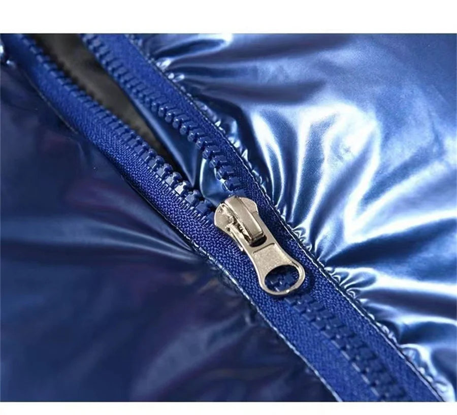 🧥 Veste Rembourrée Brillante pour Hommes – Parka Streetwear Hiver
