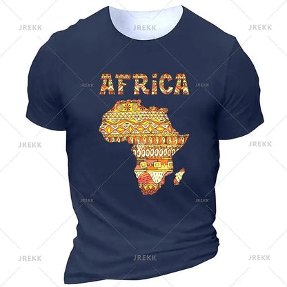 T-shirt 3D Afrique Unisexe Été Homme Femme à Manches Courtes Col Rond Streetwear Décontracté