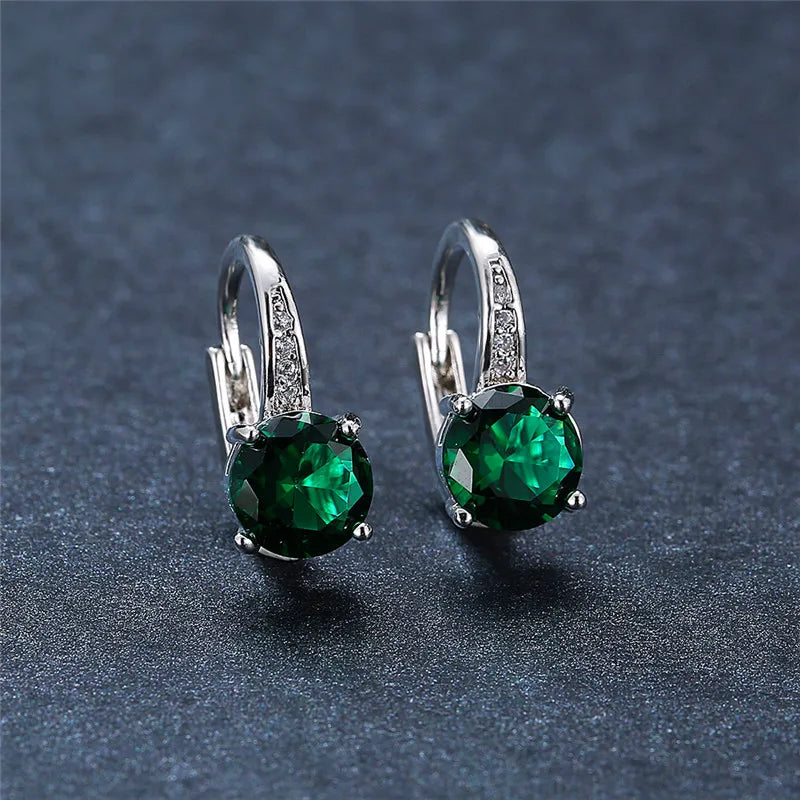 Boucles d'oreilles rondes en pierre blanche pour femmes, bijoux de mariage, cristal, classique, argent, document, femme, luxe