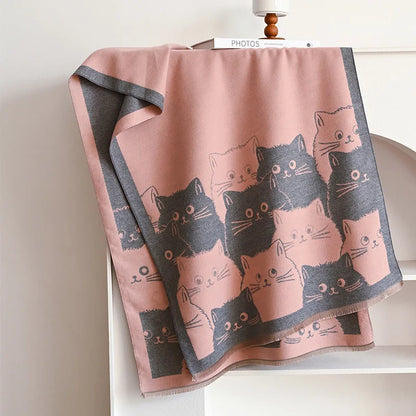 🧣 Écharpe Jacquard Chat IROJEFF – Douceur & Chaleur Hivernale
