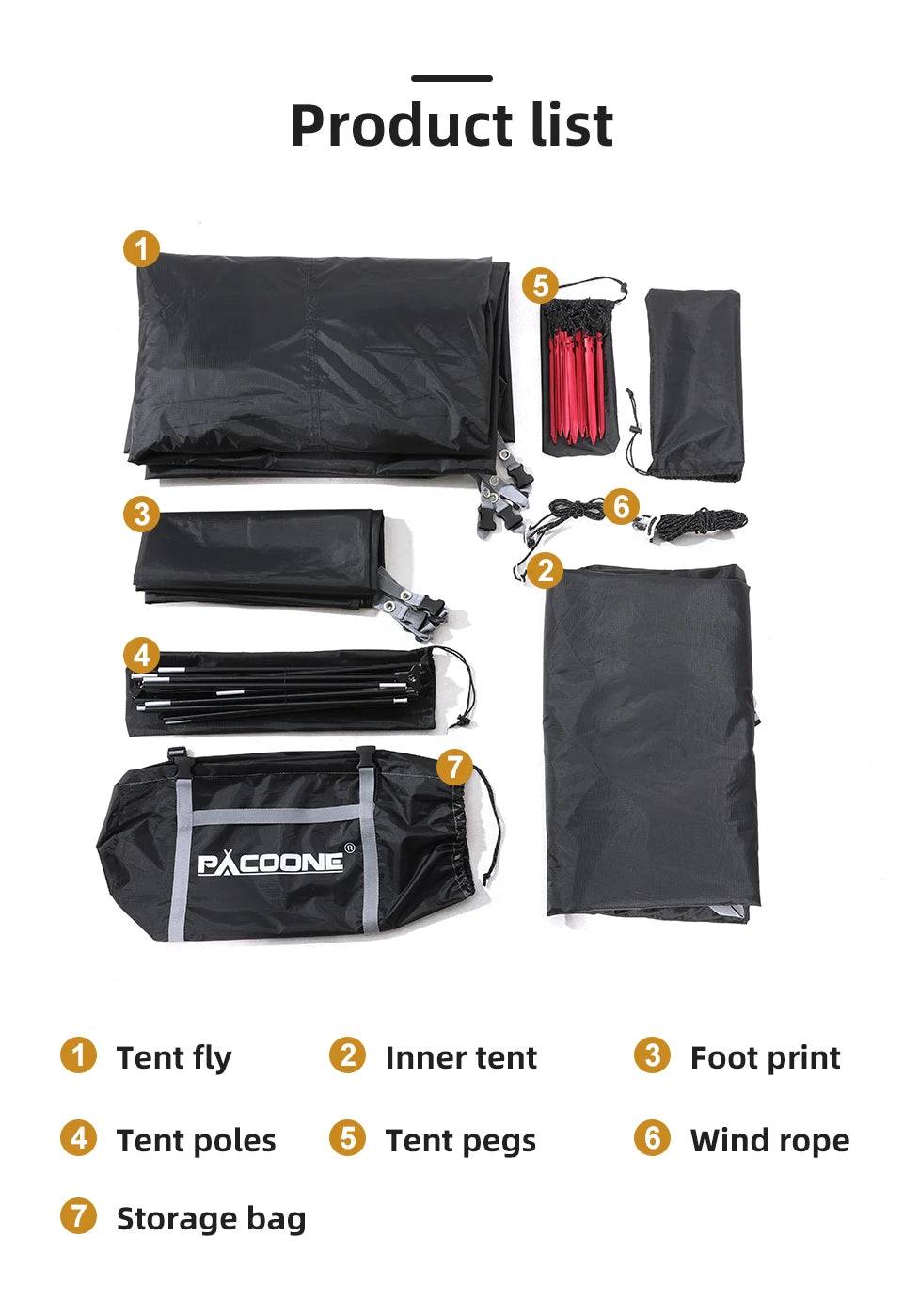⛺ Tente de Camping Portable PACOONE – Ultralégère et Étanche