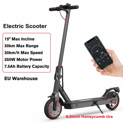 iScooter Trottinette électrique i9 8,5 pouces 350 W 7,5 Ah 30 km/h pour adultes, autonomie maximale de 30 km, avec application