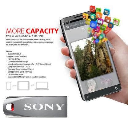 SONY – clé USB 3.0 originale, 2 to, Mini clé USB en métal haute vitesse, clé Portable de 1 to, étanche, stockage de mémoire, disque U