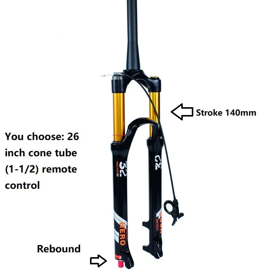 🚴♂️ Fourche à Air VTT en Alliage de Magnésium – Amortisseur de Rebond 140mm