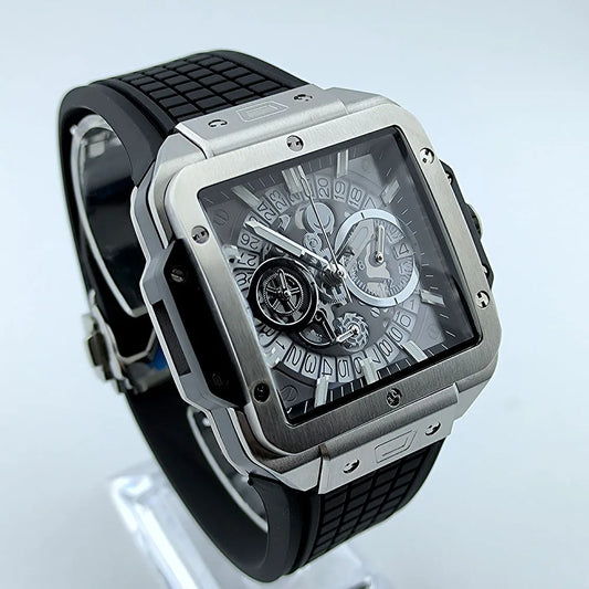 Montre Chronographe VK63 Quartz – Design Carré &amp; Éclairage Vert Lumineux