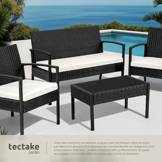 Ensemble de meubles de jardin d'extérieur, canapé 2 places, 2 chaises longues et 1 Table de jardin, meubles de jardin pour balcon et terrasse