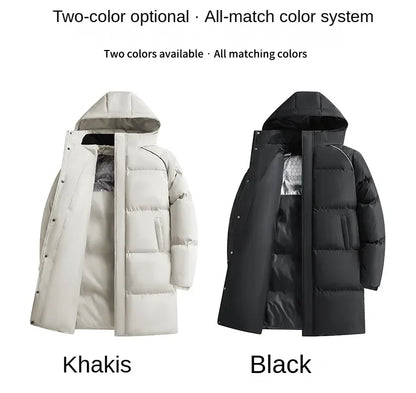 Parka chauffante à capuche pour homme, veste rembourrée, manteau long, veste chaude, technologie graphène, style coréen, haut de gamme, couple, hiver, 2024