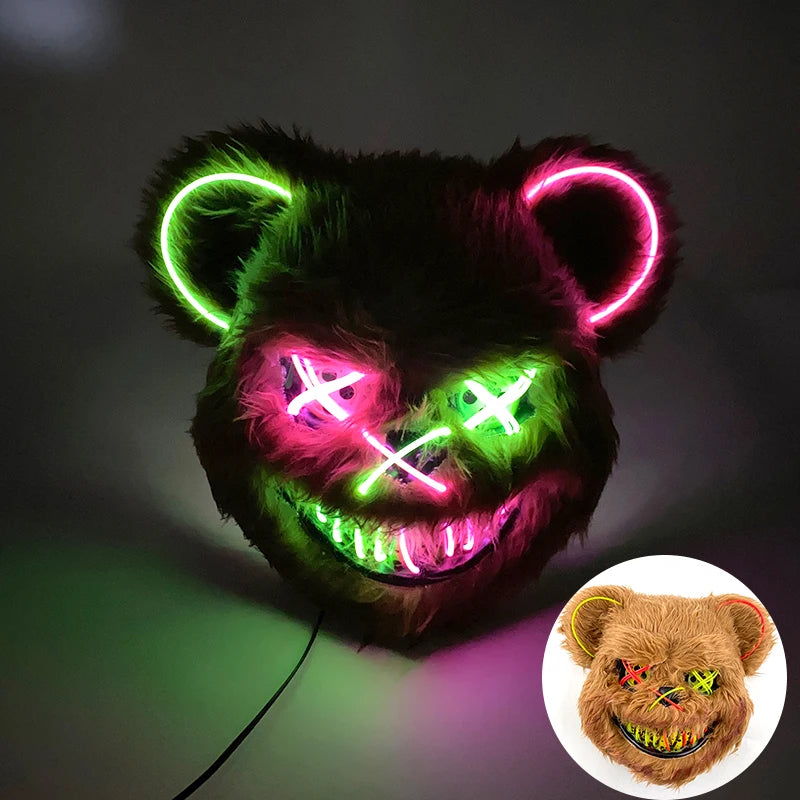 Masque de Lapin Sanglant LED – Halloween, Cosplay et Fête Effrayante