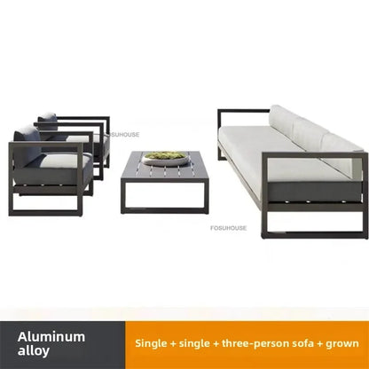 Canapé de cour en plein air européen, fauteuil en alliage d'aluminium, meubles de jardin de luxe, protection solaire, canapé étanche