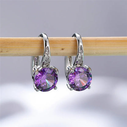 Boucles d'oreilles rondes en pierre blanche pour femmes, bijoux de mariage, cristal, classique, argent, document, femme, luxe