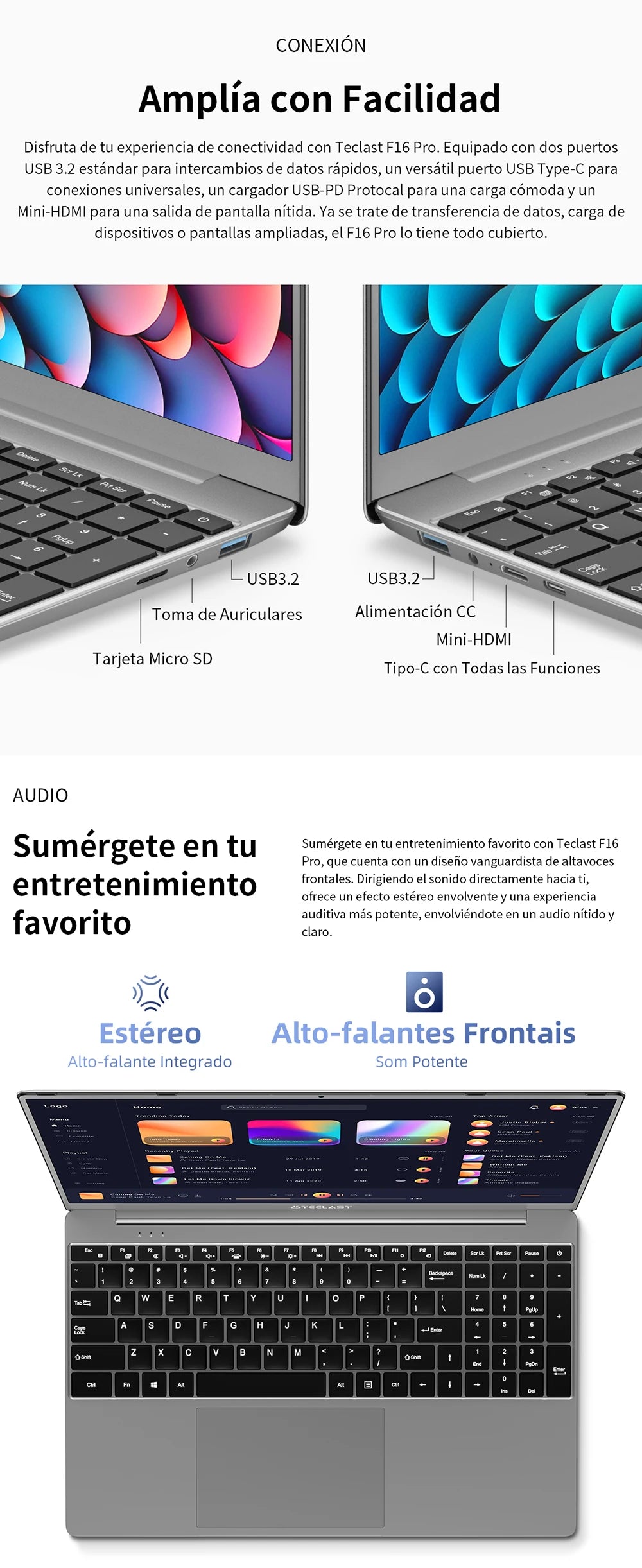 【Nouveau】 Ordinateur portable Teclast F16Pro 15,6" 1920X1080, 12 Go / 16 Go de Ram, 256 Go / 512 Go Rom, clavier rétroéclairé, pour Intel N95, Mini-Hdmi