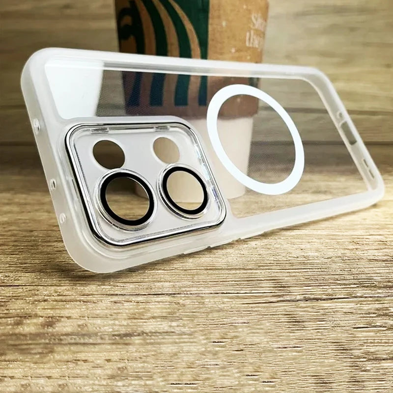 Coque Magnétique Silicone Mat – Compatible MagSafe, Anti-Dérapante et Ultra-Fine avec Dos Transparent pour iPhone